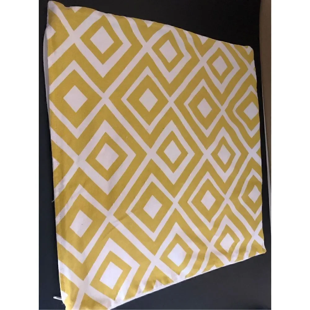 Throw Pillow Cover Sham Case   18”x 18” Yellow & White